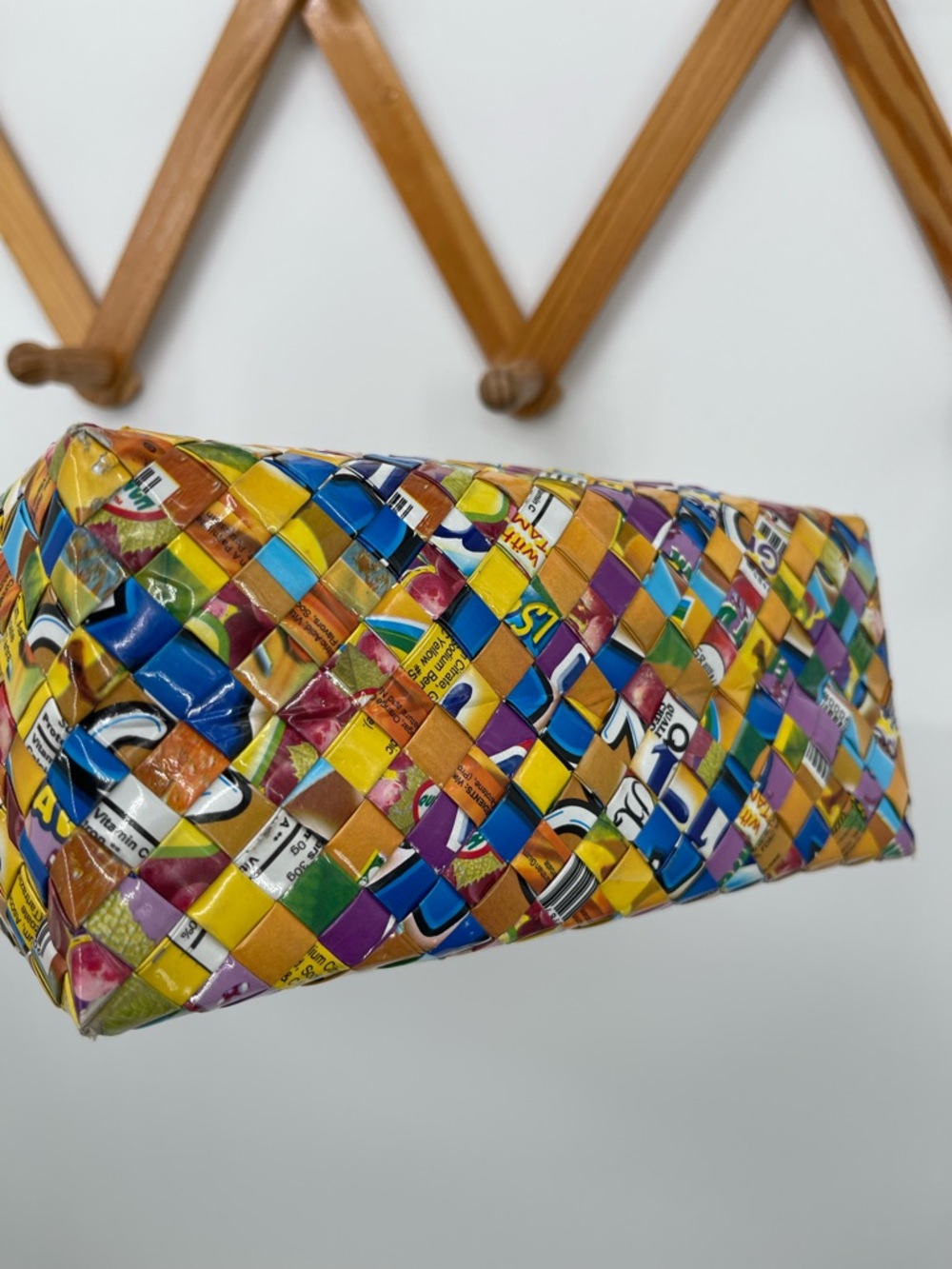 Hand Crafted Multicolor Candy Wrapper Woven Tote Bag - Picture 8 of 12